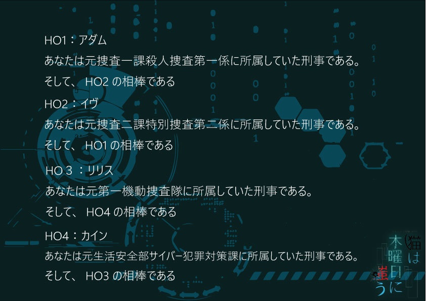 CoCシナリオ「猫は木曜日に嗤う」
