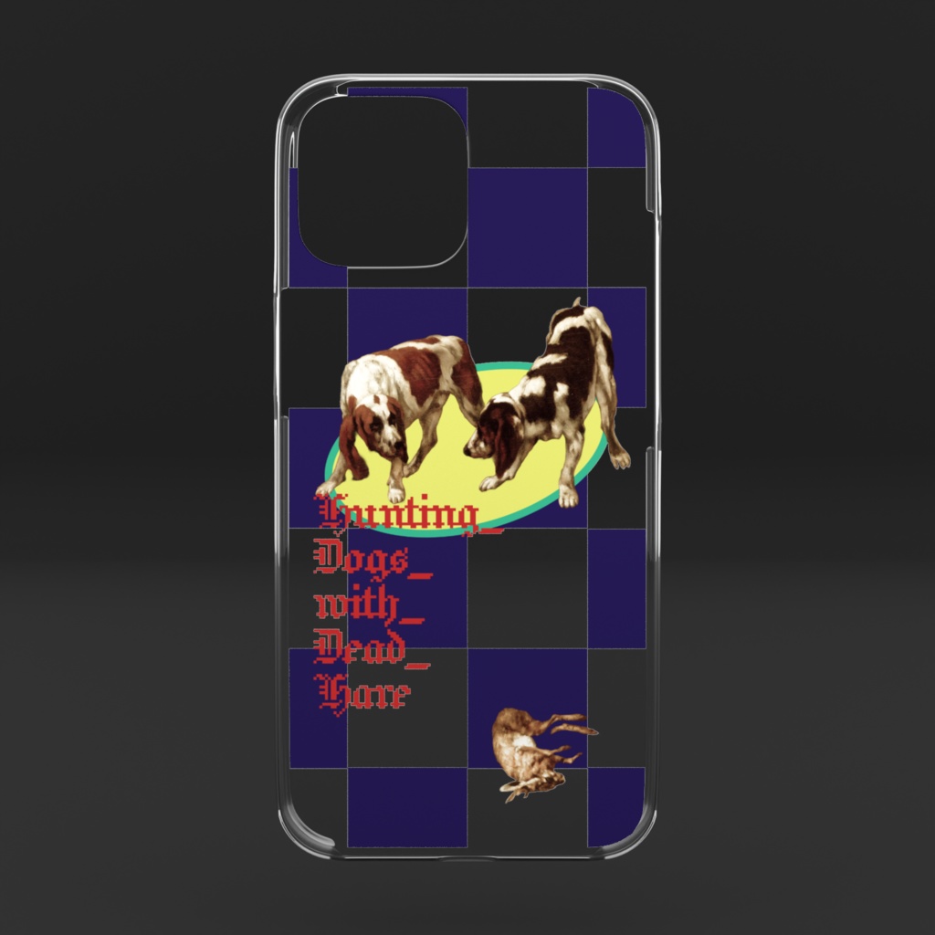 クリアスマホケース (Hunting Dogs with Dead Hare) ネイビー
