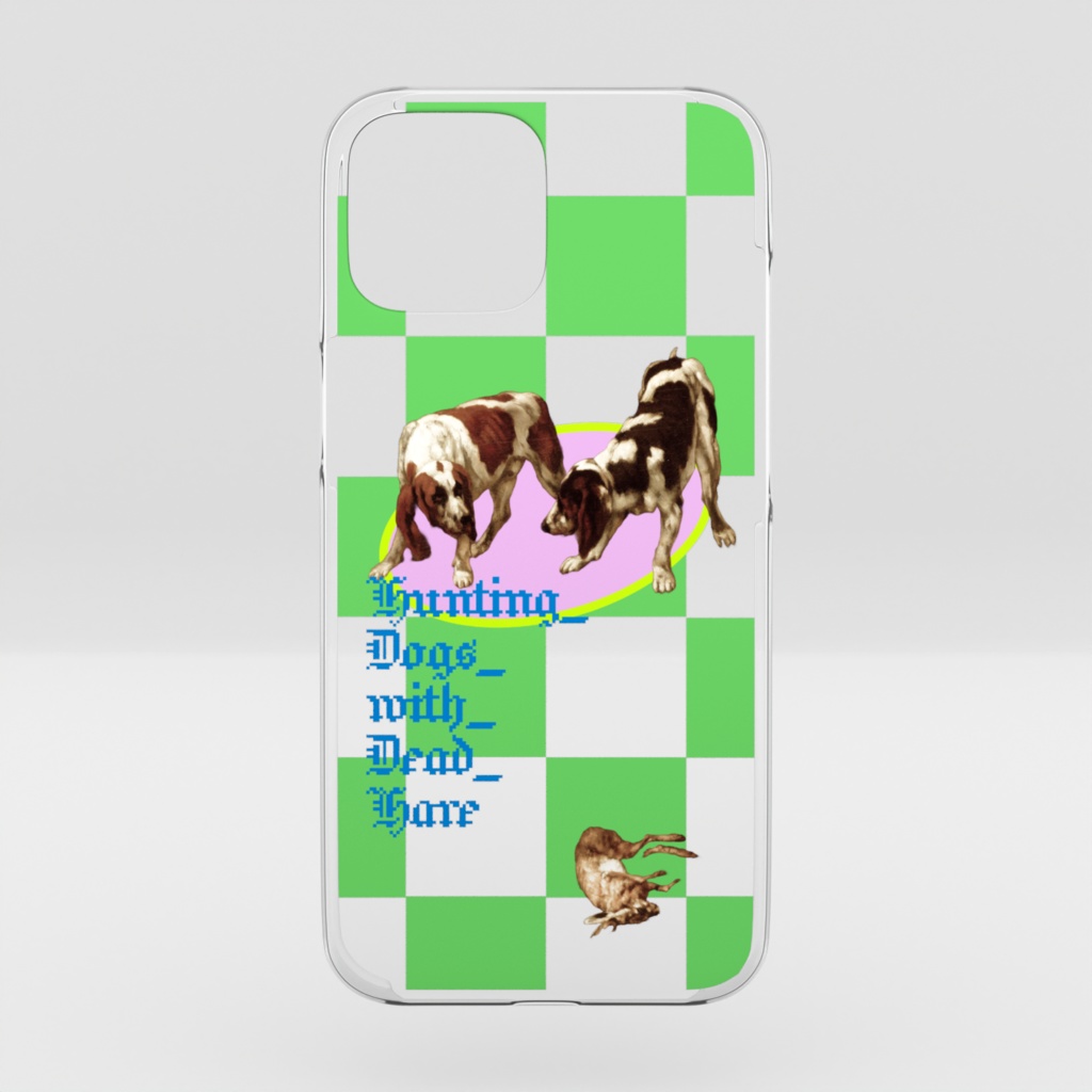 クリアスマホケース (Hunting Dogs with Dead Hare) グリーン