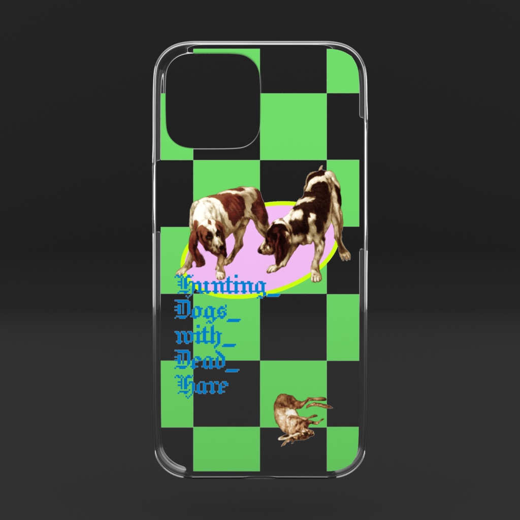 クリアスマホケース (Hunting Dogs with Dead Hare) グリーン