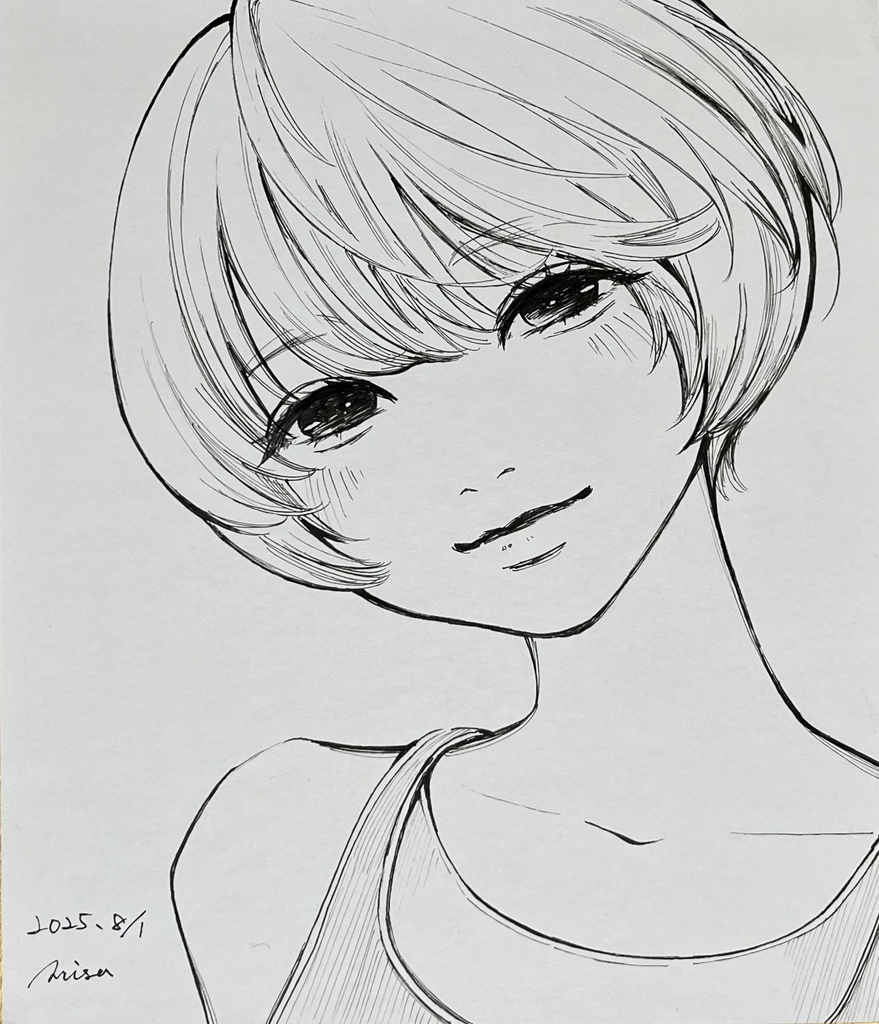 ペン画イラスト色紙(中)