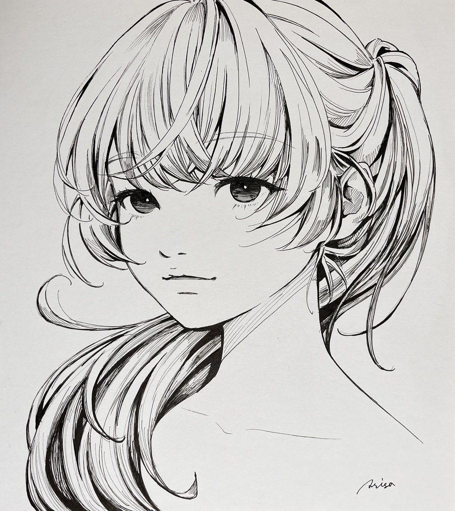 ペン画イラスト色紙(大)