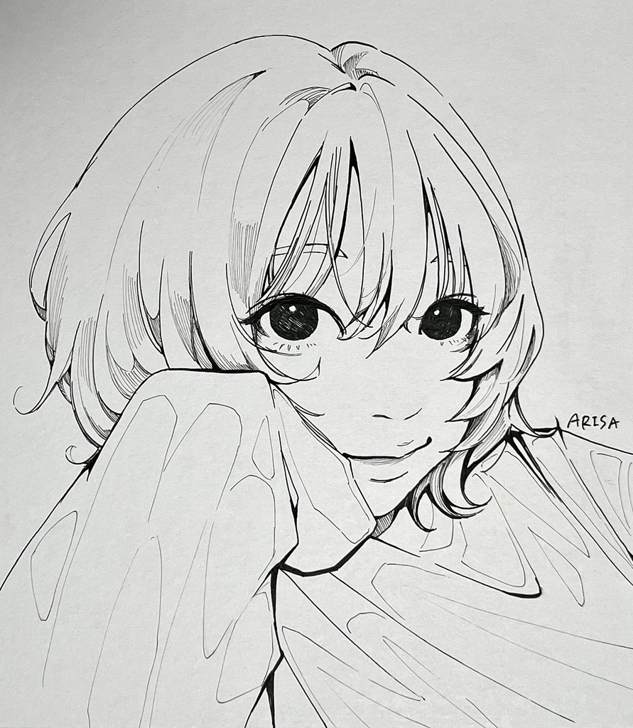 ペン画イラスト色紙(大)