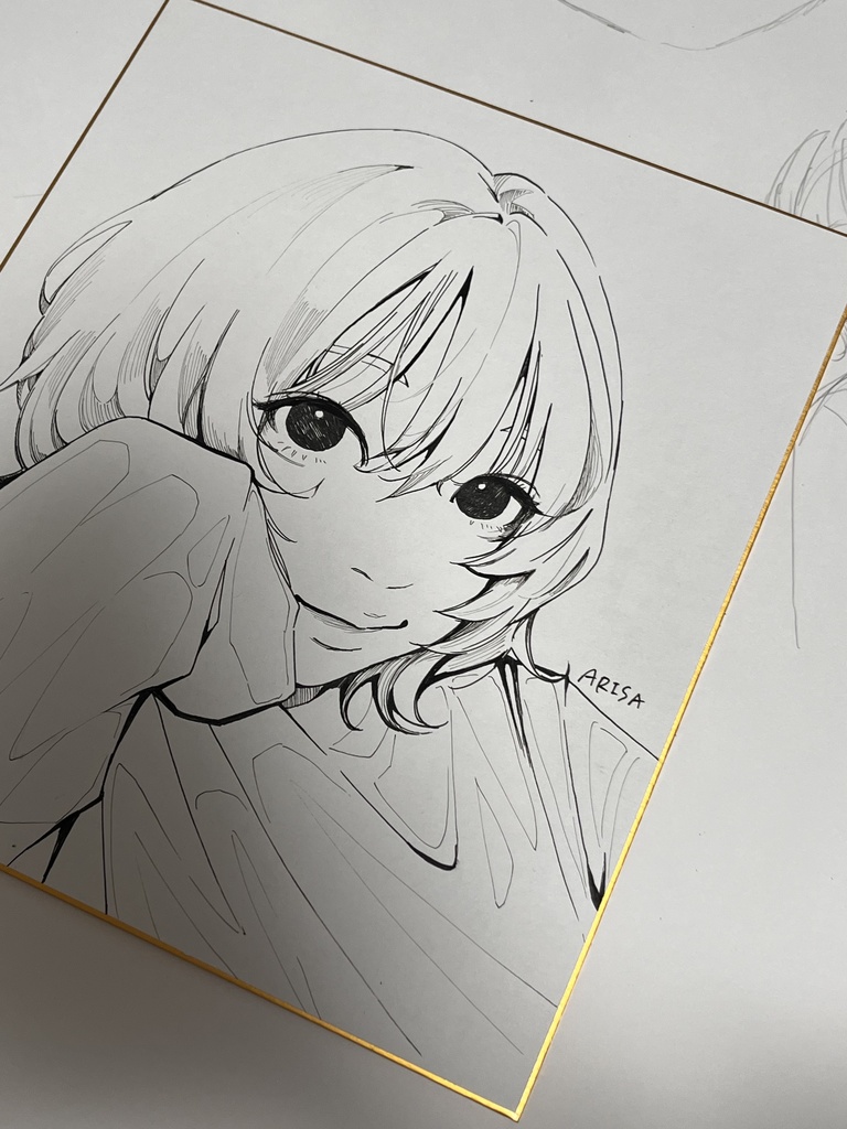 ペン画イラスト色紙(大)