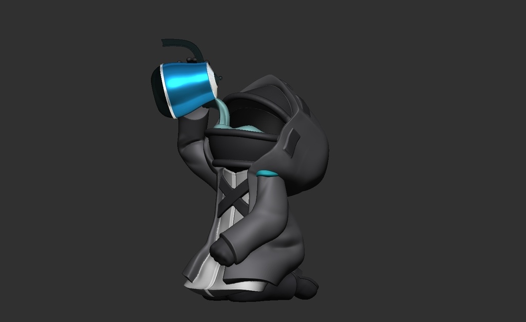 口の中でインスタント麺を調理するドクターのフィギュア【データ販売】&【出力品販売】