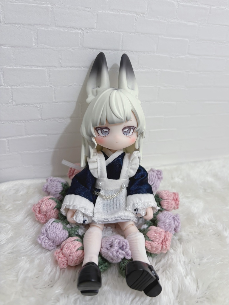 ドールが座れるお花のコースター🌸ピンク×紫