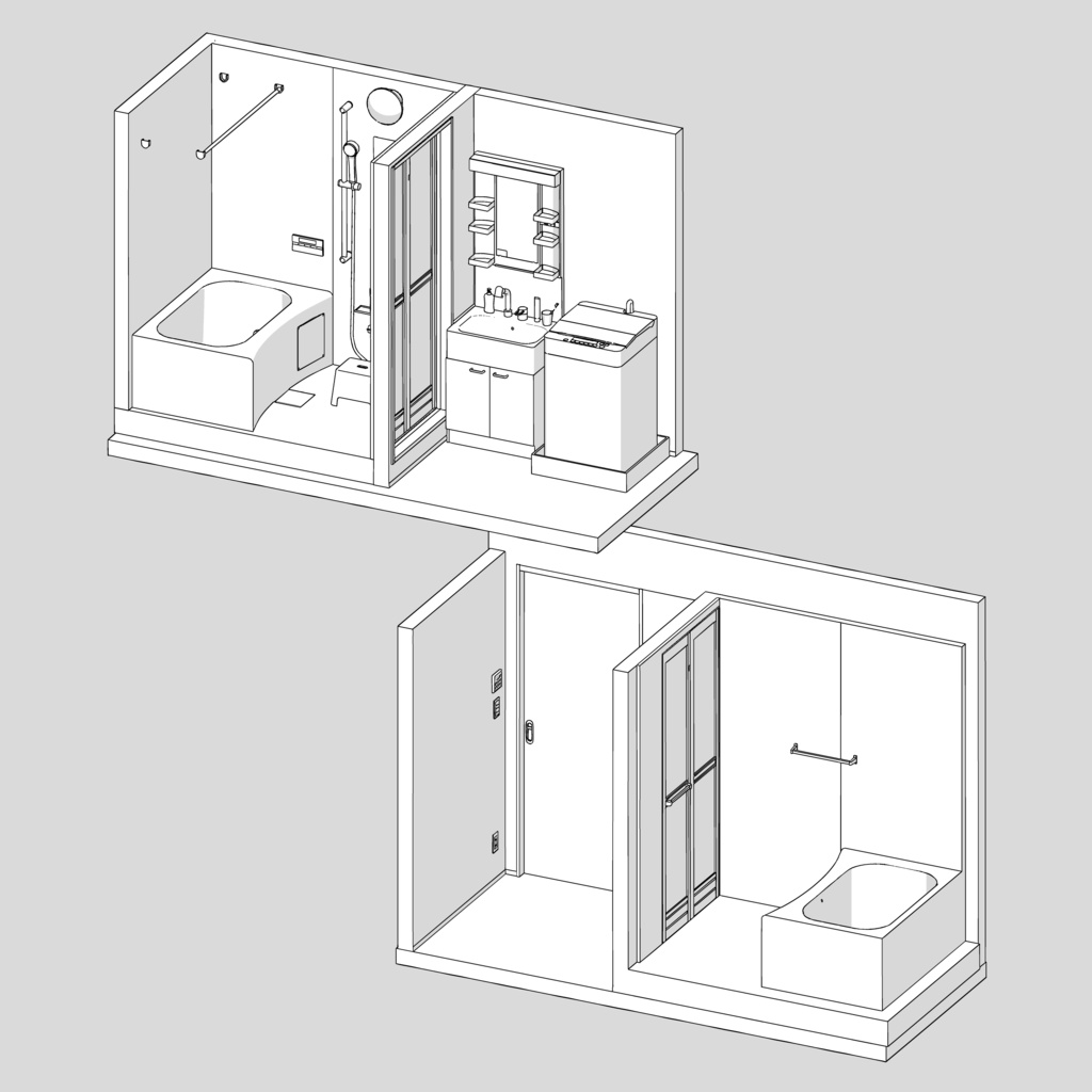 浴室・洗面室(脱衣室)【3D素材】