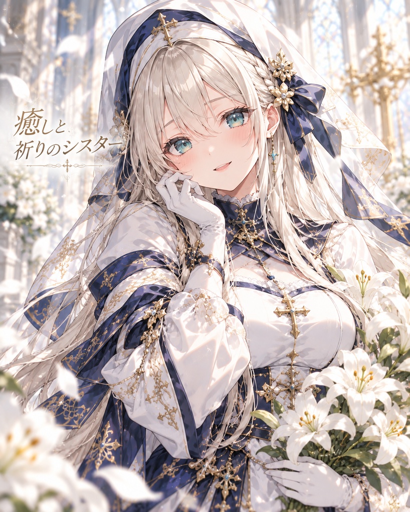 【AI生成】癒しと祈りのシスター|オリジナルキャラクター素材・表情差分