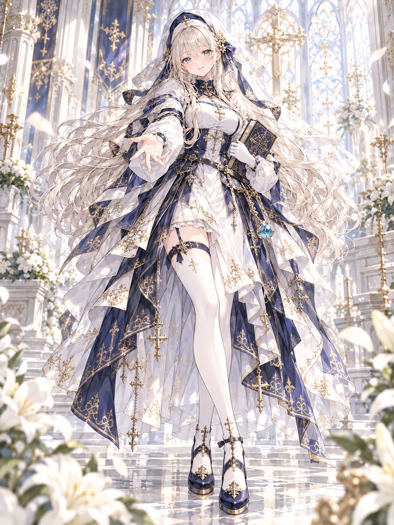 【AI生成】癒しと祈りのシスター|オリジナルキャラクター素材・表情差分