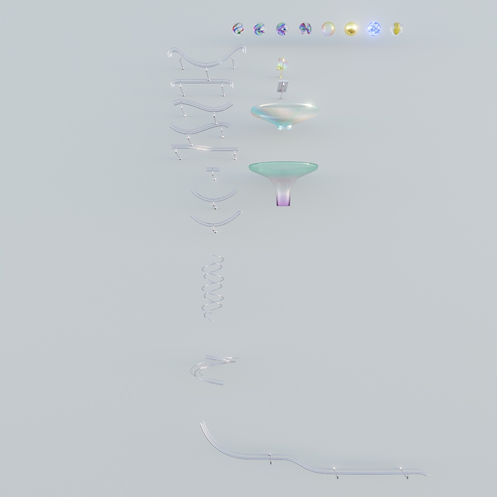 【Blender】マーブルミュージック、ミュージックボールの3Dパーツセット