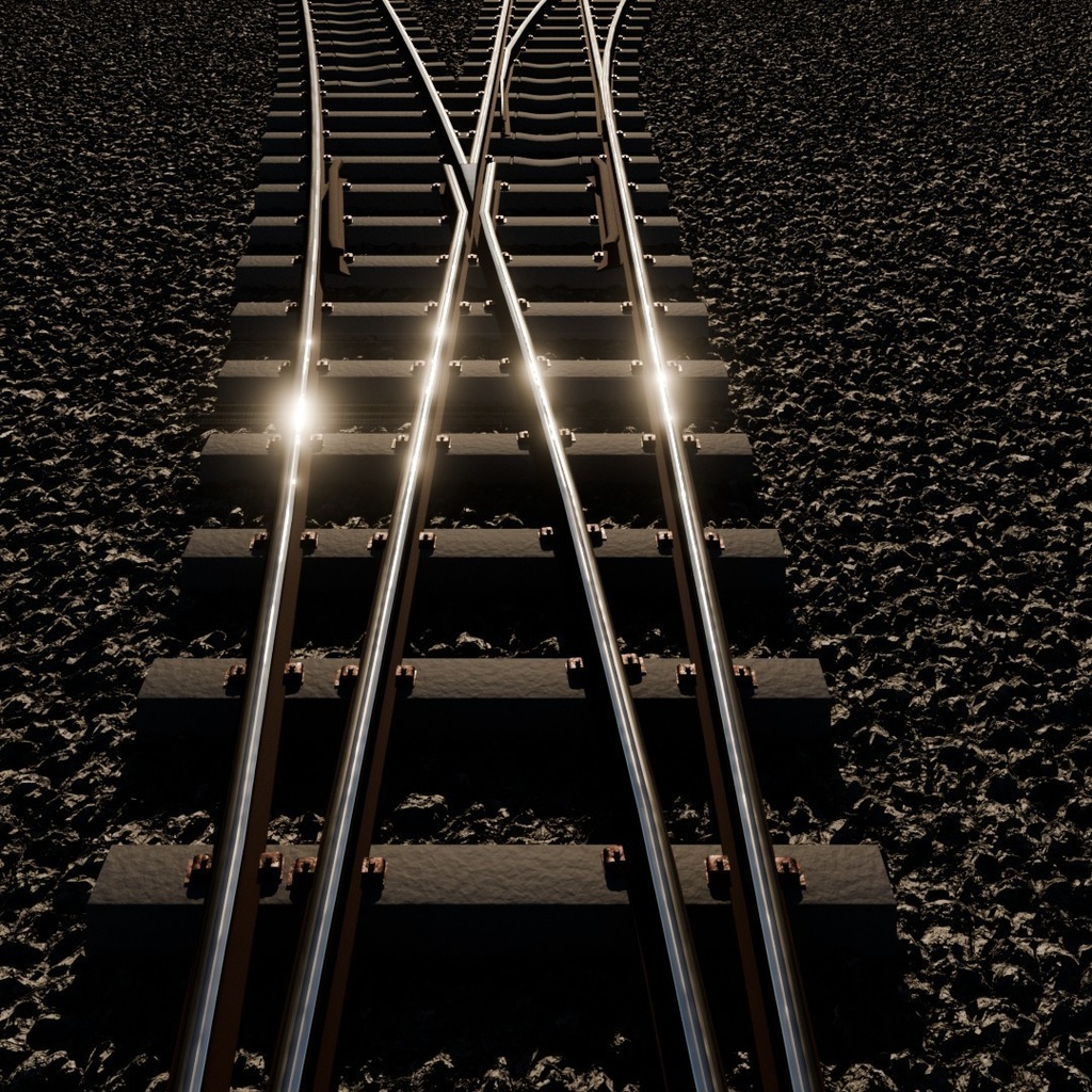 線路ポイント分岐点3Dモデル【Blender】