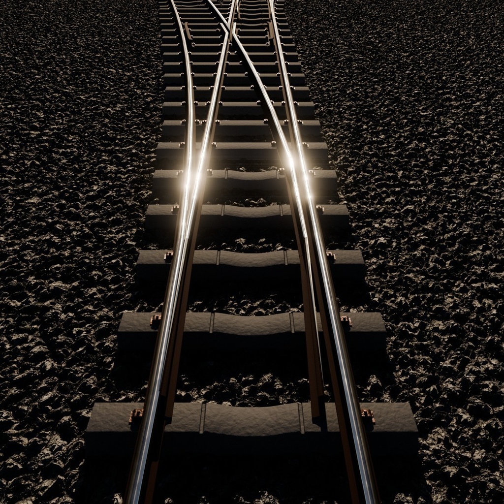 線路ポイント分岐点3Dモデル【Blender】