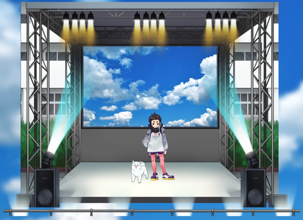 学校のヤガイステージつくったった