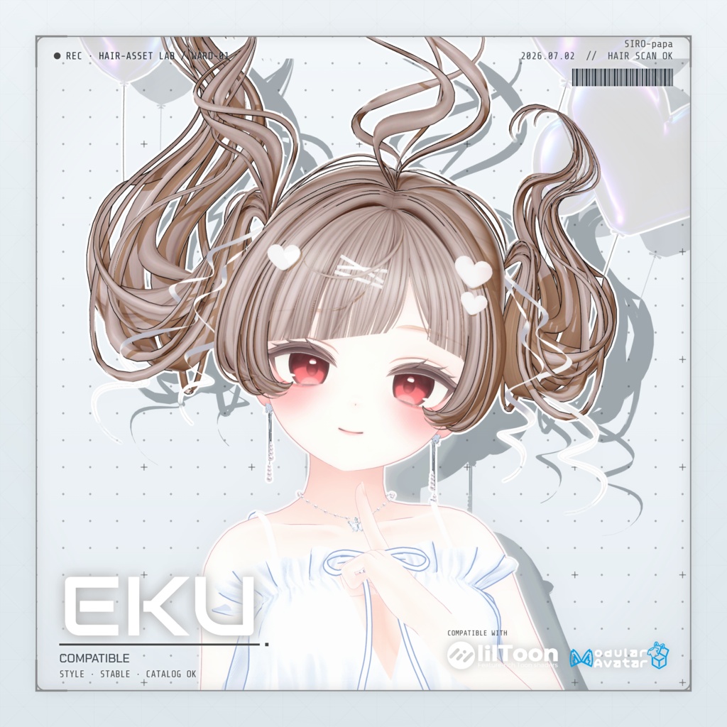 【13 avatars】【VRC Hair】SP-002 ツインテールヘア