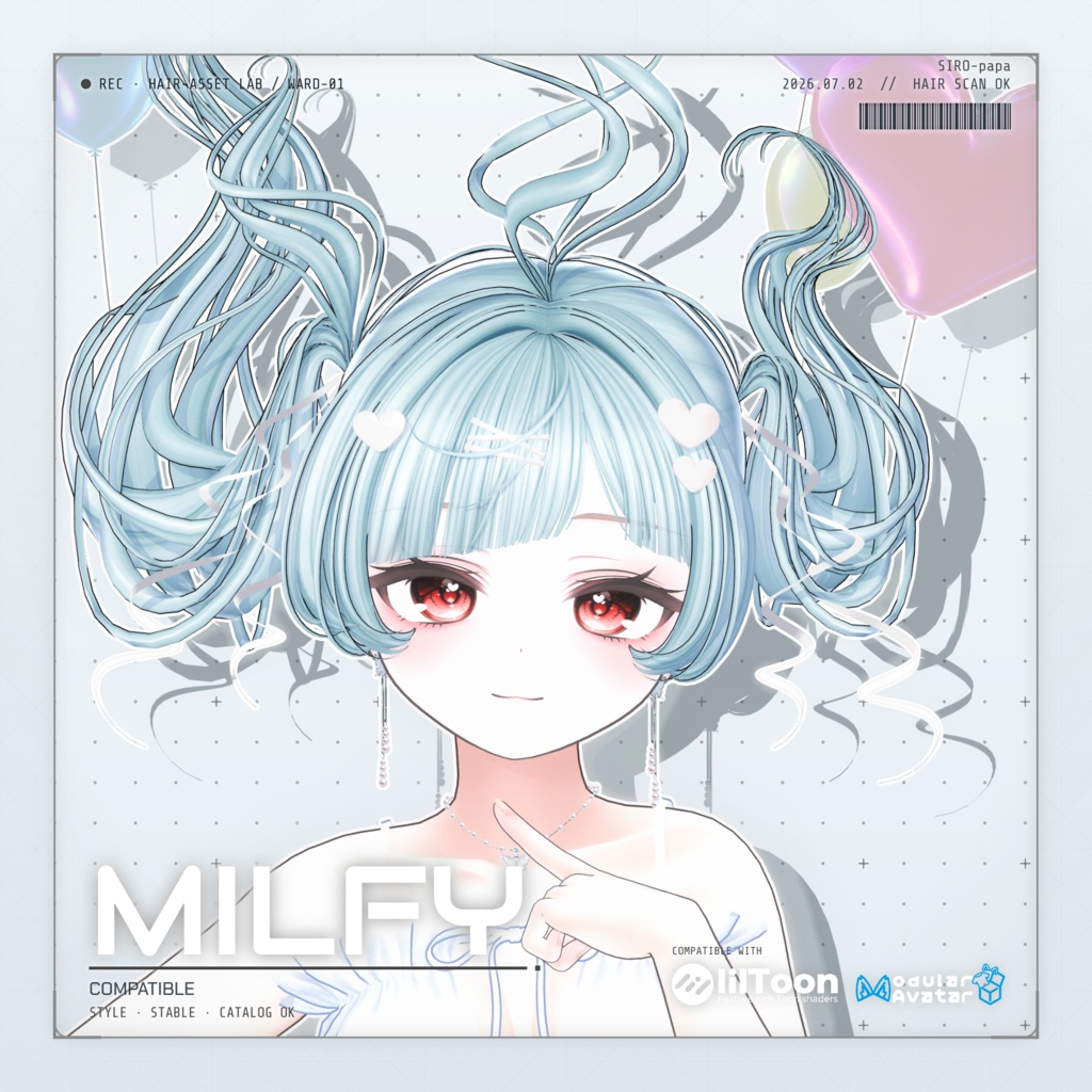 【13 avatars】【VRC Hair】SP-002 ツインテールヘア