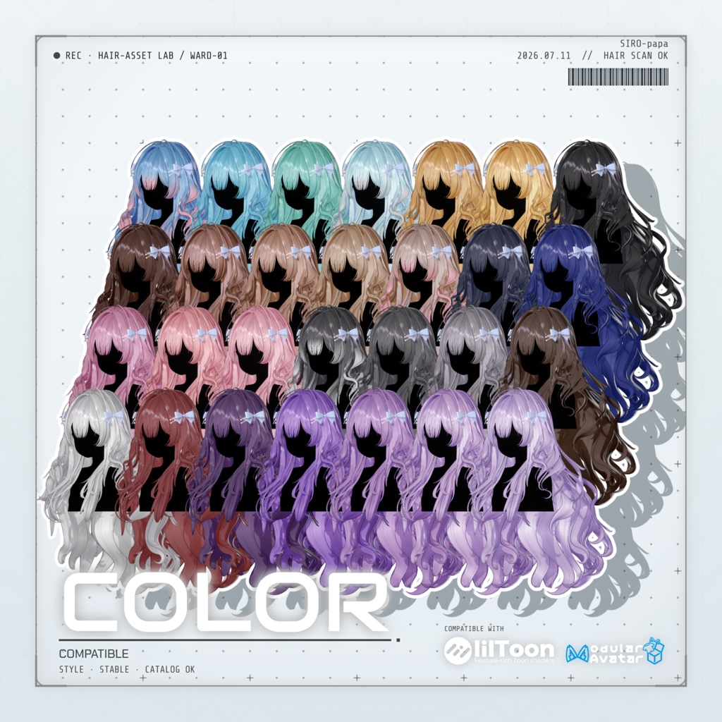 990円 → 600円【13 avatars】【VRC Hair】SP-003 ウェーブロングヘア