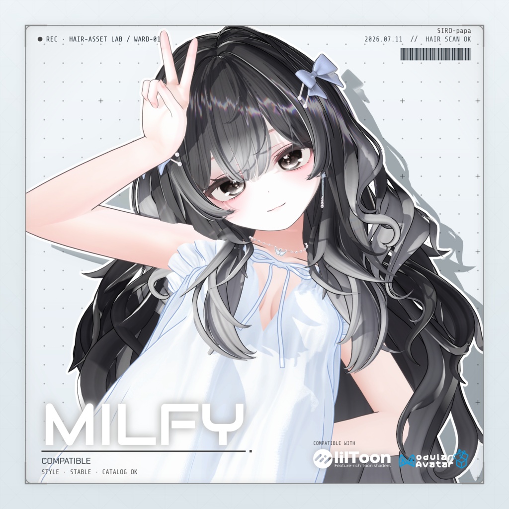 990円 → 600円【13 avatars】【VRC Hair】SP-003 ウェーブロングヘア