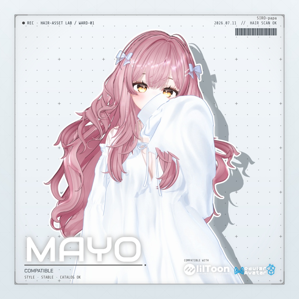 990円 → 600円【13 avatars】【VRC Hair】SP-003 ウェーブロングヘア