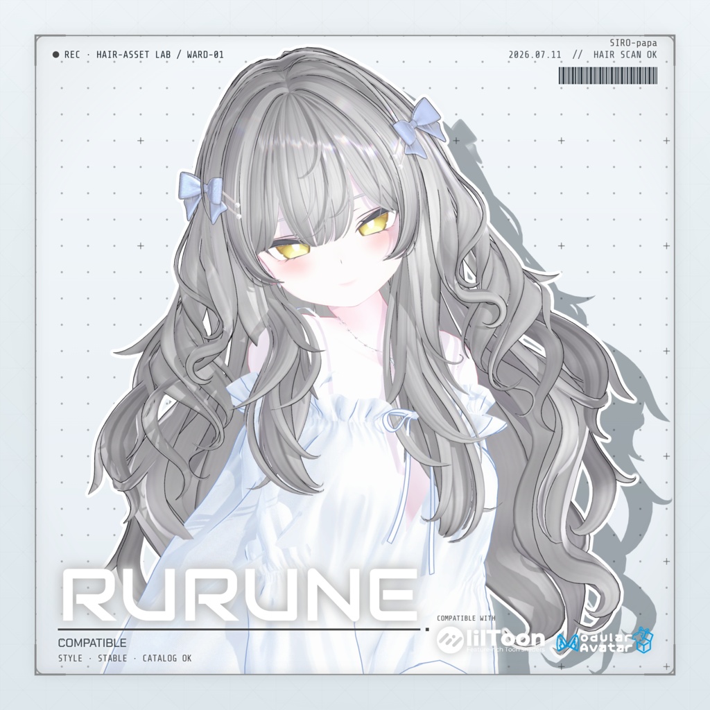 990円 → 600円【13 avatars】【VRC Hair】SP-003 ウェーブロングヘア
