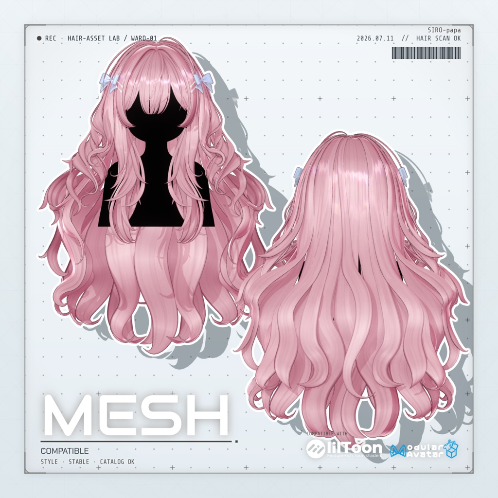 990円 → 600円【13 avatars】【VRC Hair】SP-003 ウェーブロングヘア