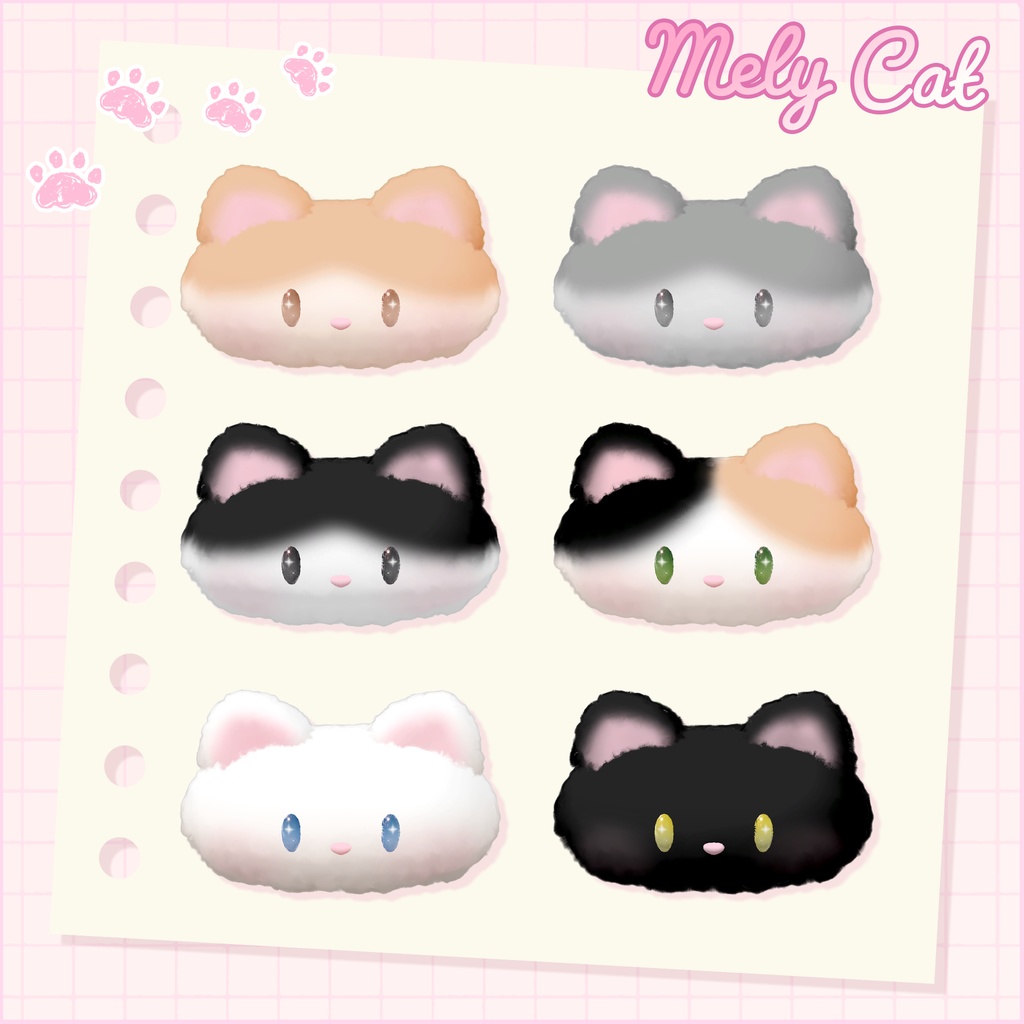 ♥️FREE♥️ ⟦VRC⟧ 😻 マシュマロ Mely Cat hairpin 🐈 ♥ 8Avatar ♥