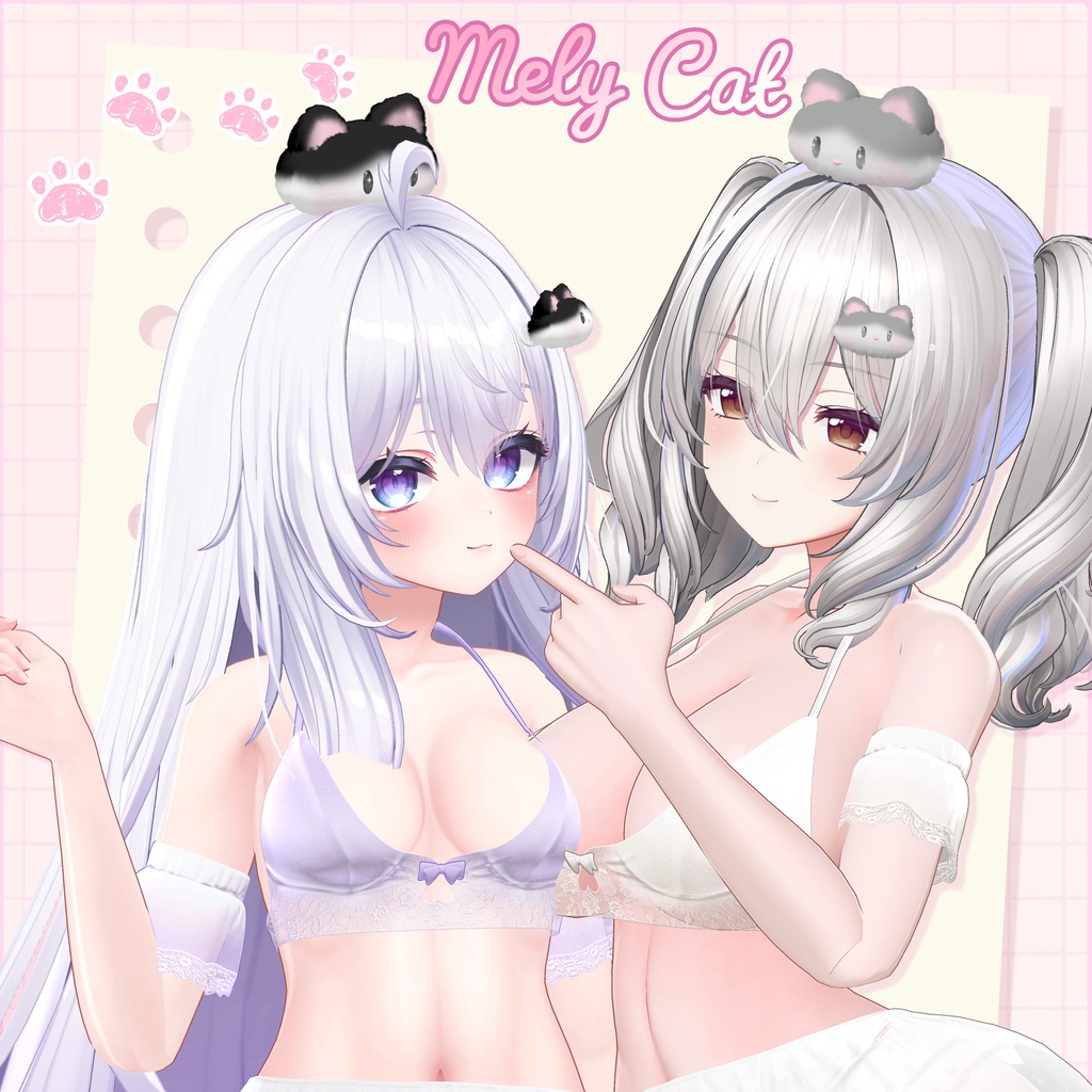 ♥️FREE♥️ ⟦VRC⟧ 😻 マシュマロ Mely Cat hairpin 🐈 ♥ 8Avatar ♥