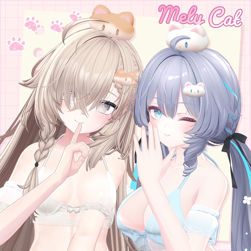 ♥️FREE♥️ ⟦VRC⟧ 😻 マシュマロ Mely Cat hairpin 🐈 ♥ 8Avatar ♥