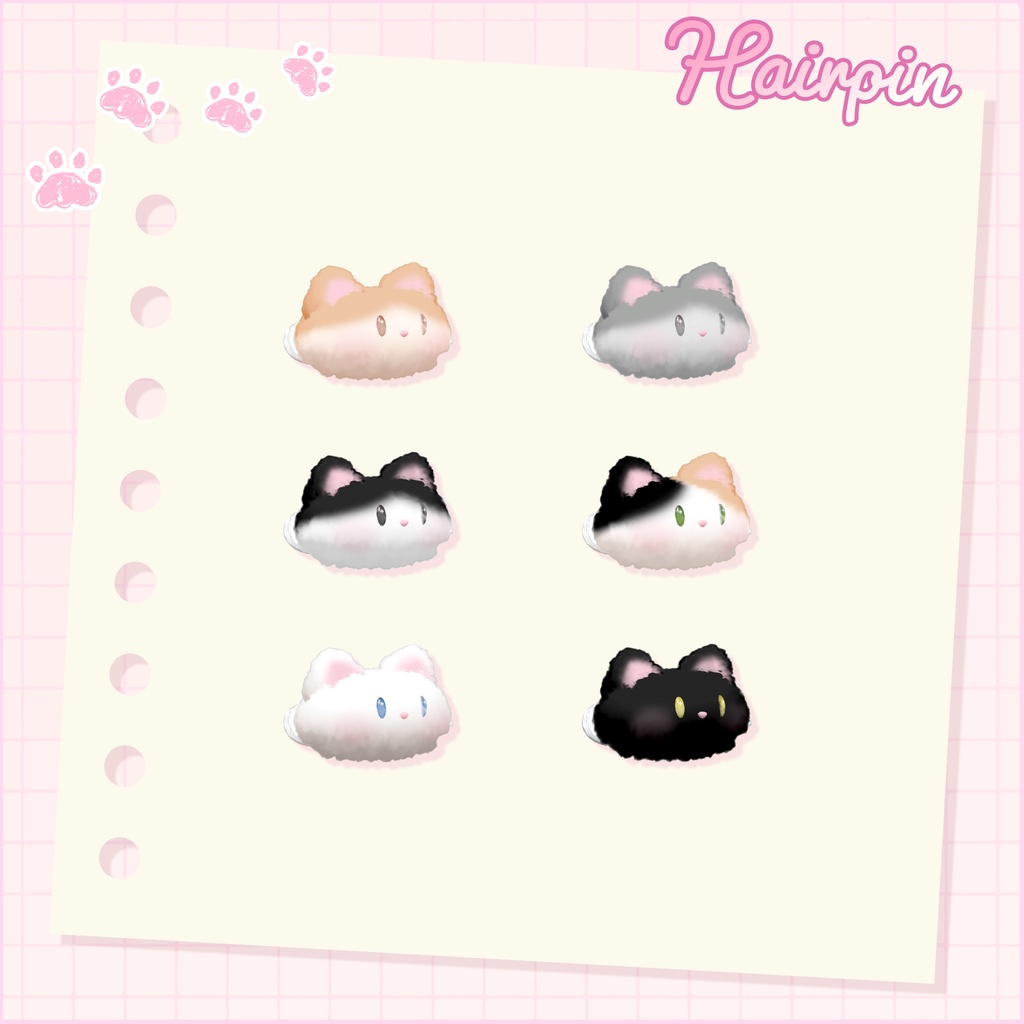 ♥️FREE♥️ ⟦VRC⟧ 😻 マシュマロ Mely Cat hairpin 🐈 ♥ 8Avatar ♥