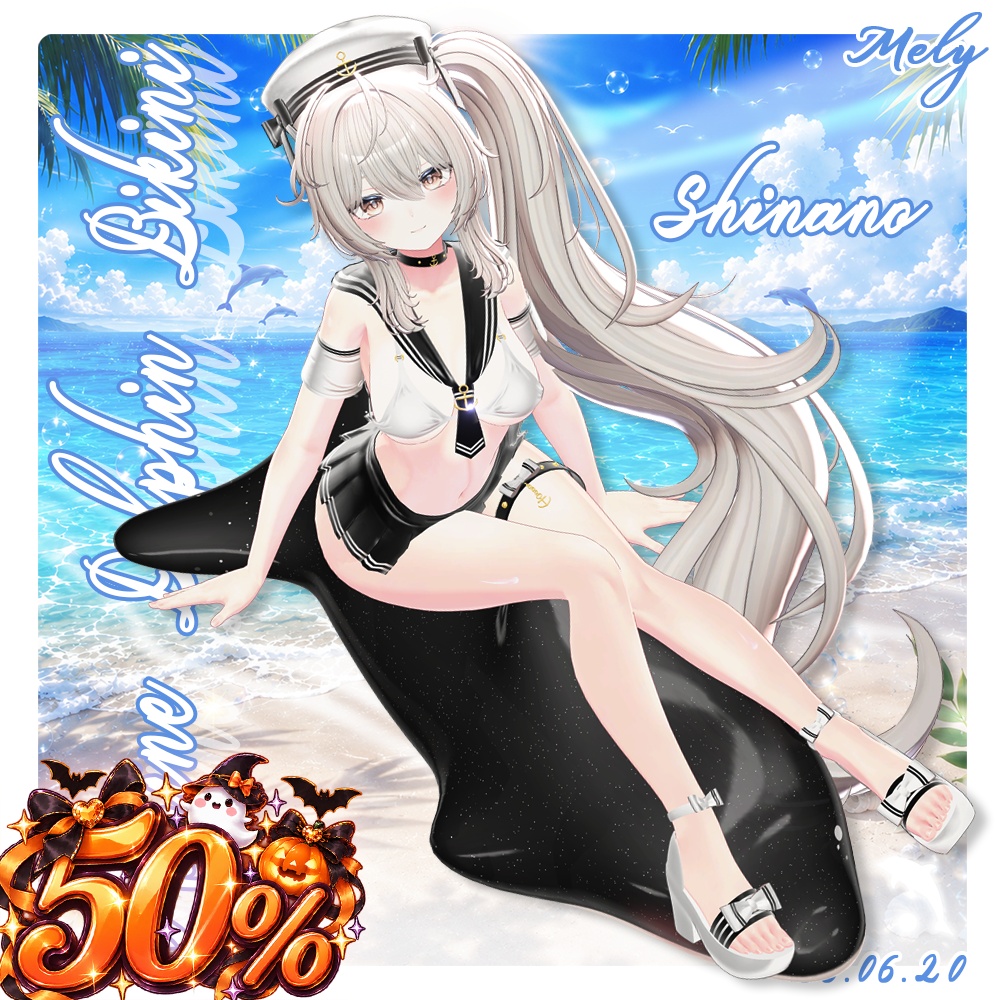 🎃50% SALE🎃⟦VRC 10アバター対応⟧ ⚓ Marine Dolphin Bikini 🐬 ♥ 10Avatar ♥