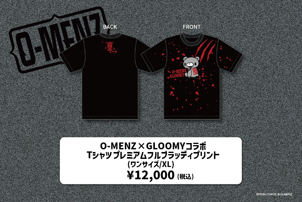 O-MENZ×GLOOMYコラボ Tシャツプレミアムフルブラッディプリント