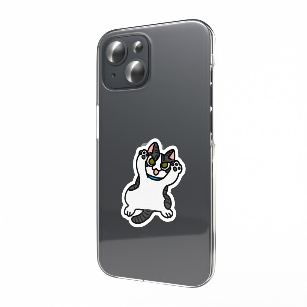 猫のビス まっしろおなかスマホステッカー