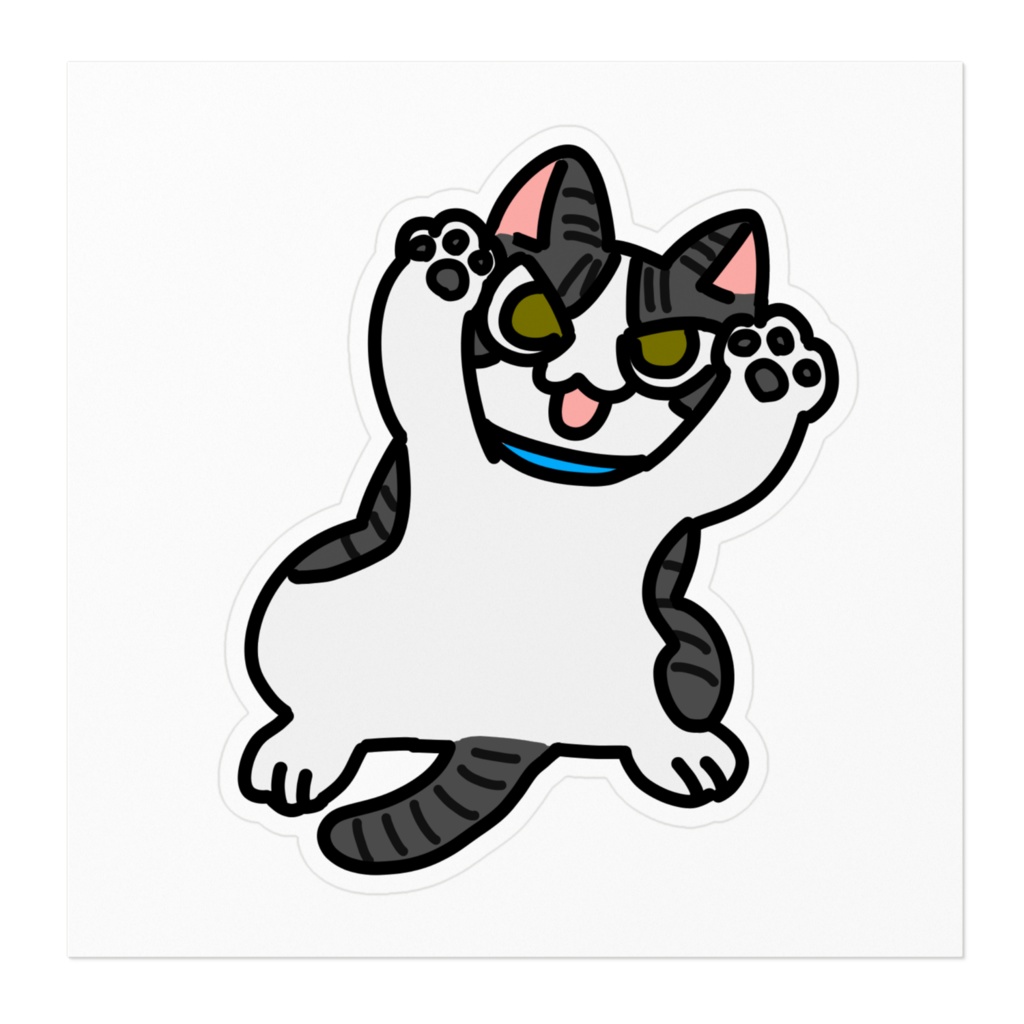 猫のビス まっしろおなかステッカー(大)