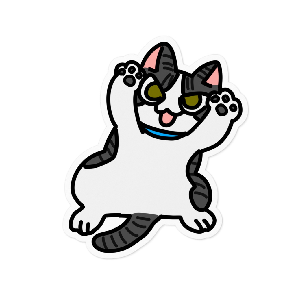 猫のビス まっしろおなかステッカー(大)