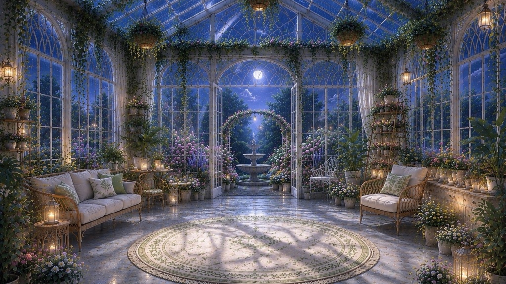 Glass Greenhouse Series - Botanical Garden 配信用背景素材(1920×1080)
