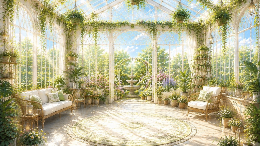 Glass Greenhouse Series - Botanical Garden 配信用背景素材(1920×1080)