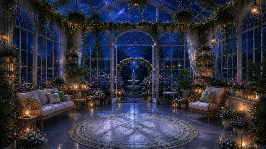 Glass Greenhouse Series - Botanical Garden 配信用背景素材(1920×1080)