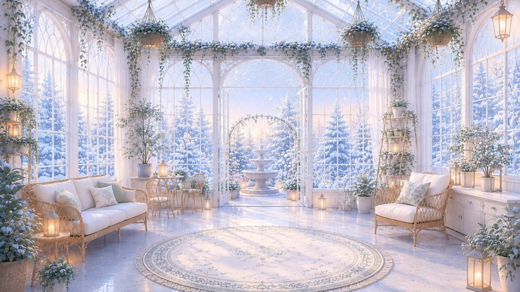 Glass Greenhouse Series - Botanical Garden 配信用背景素材(1920×1080)