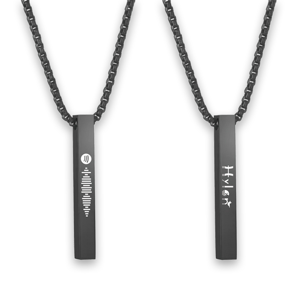 Hylen Lab - Square Bar Neckless Silver/Black