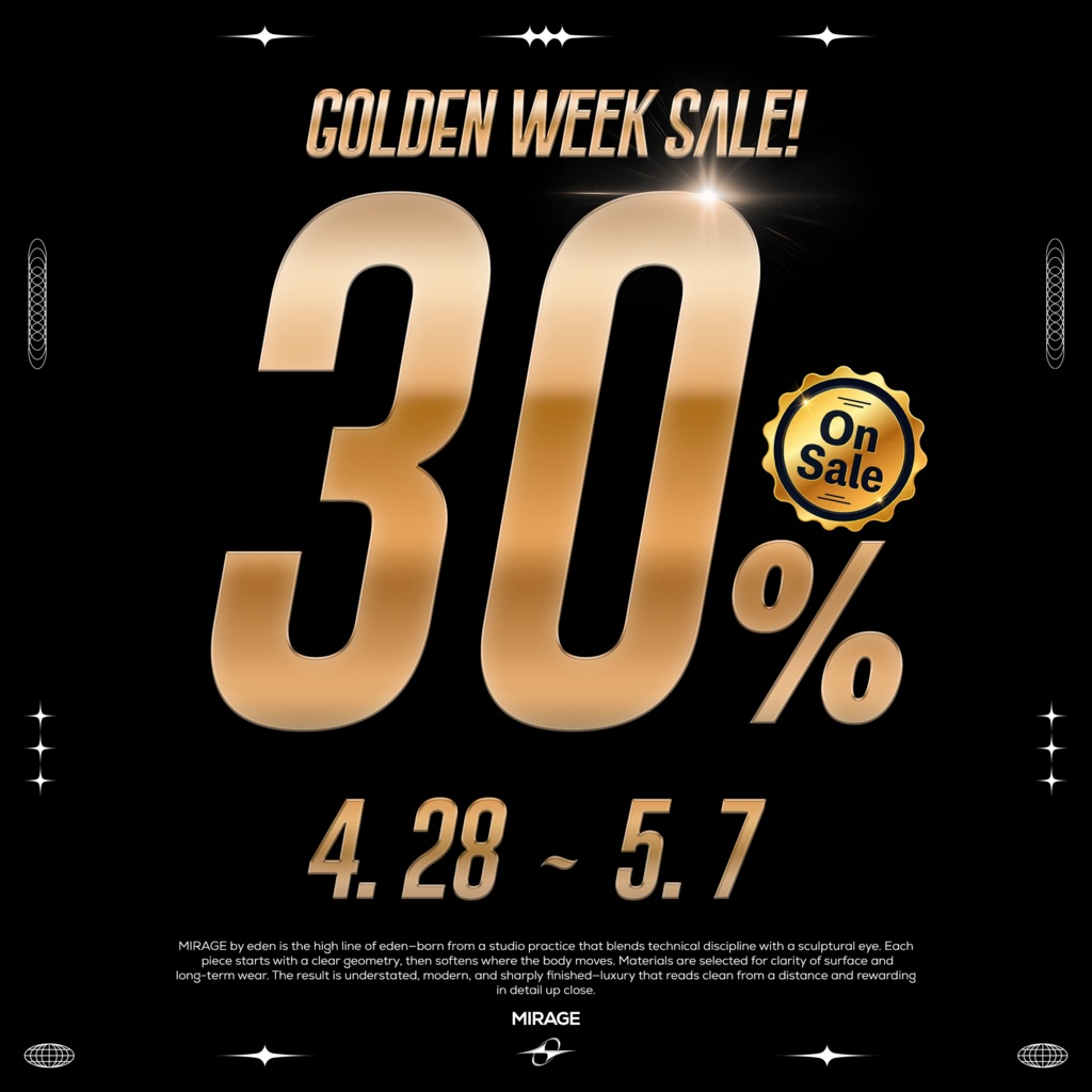 ✨ MIRAGE GOLDEN WEEK SALE！30% OFF セール中🔥