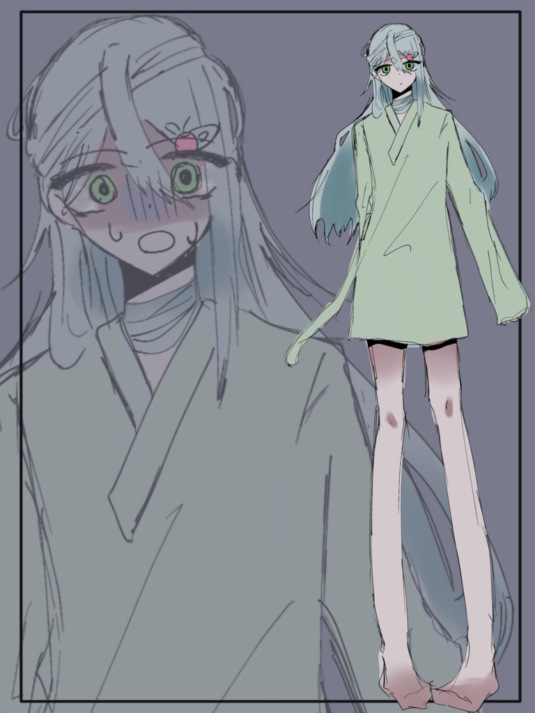 入院患者の女の子【全身立ち絵】