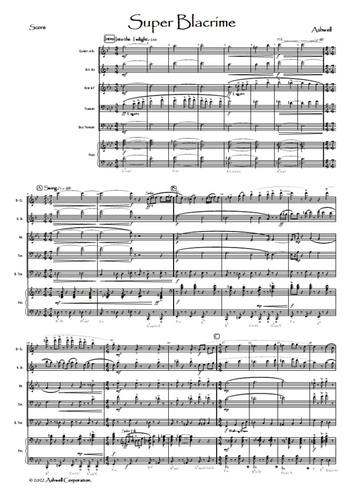 「Super Blacrime - 紺漣」の楽譜データ (pdf)