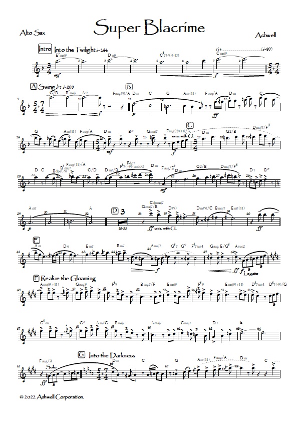 「Super Blacrime - 紺漣」の楽譜データ (pdf)