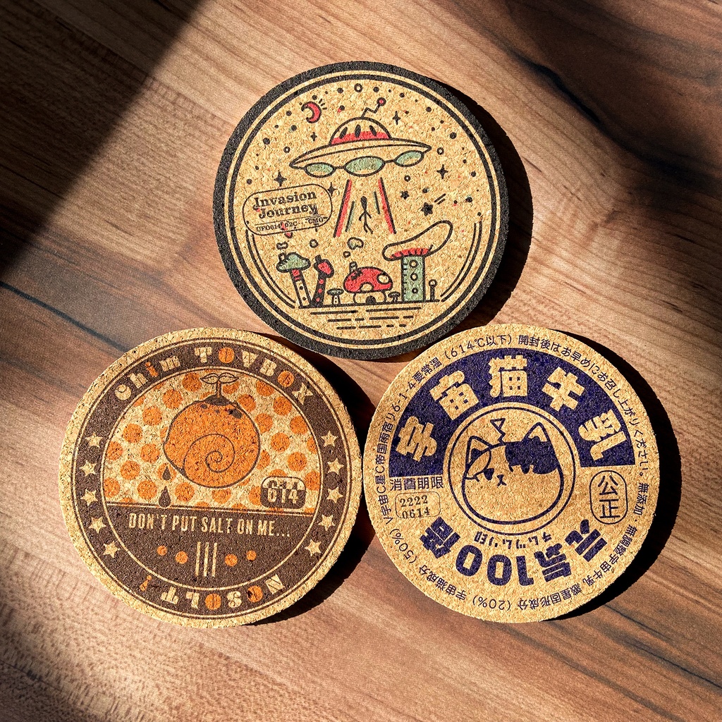 【完売御礼】宇宙レトロコルクコースターセット -Space retro cork coasters-