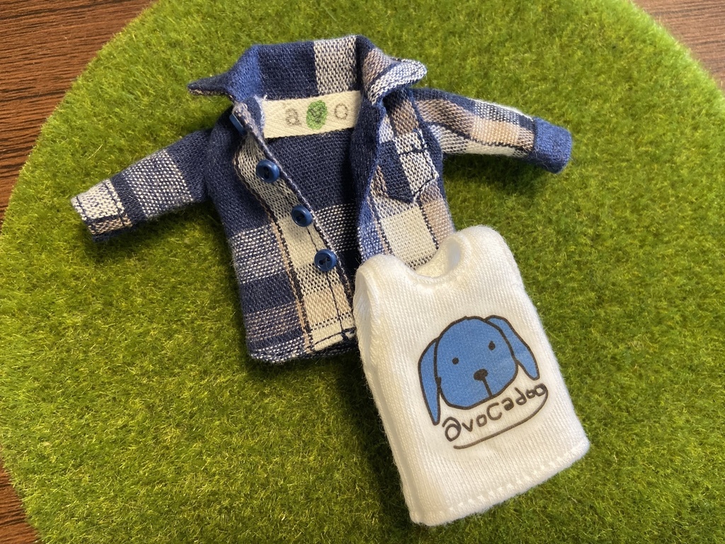 青のavocadog Tシャツとチェックシャツ 2点セット