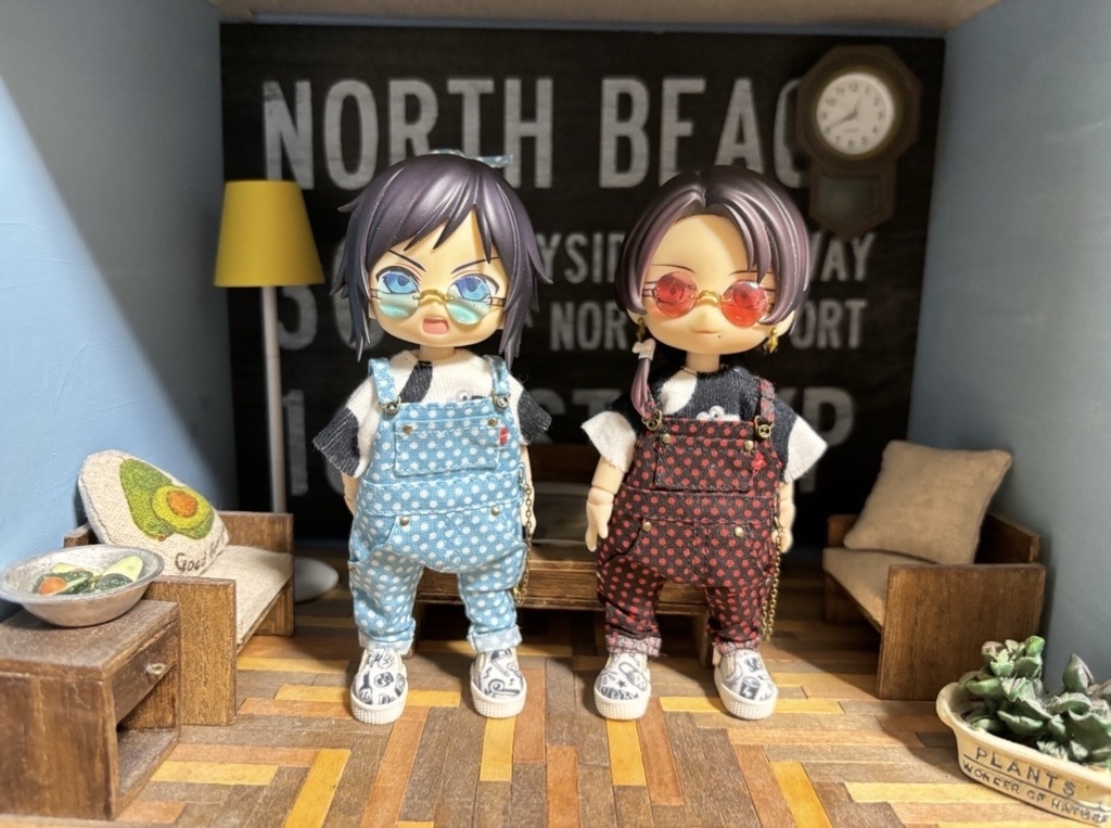 水玉のオーバーオール