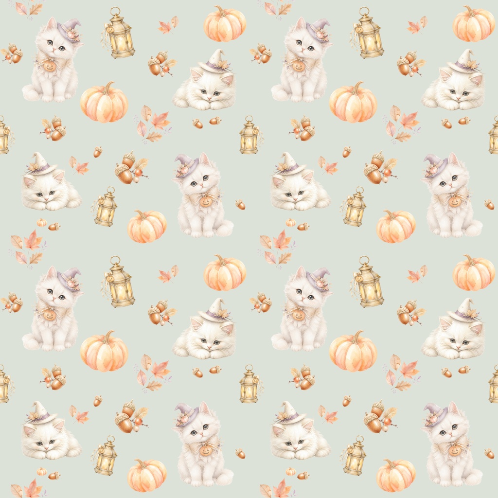 白猫とやさしいハロウィン|デジタルペーパー4枚セット
