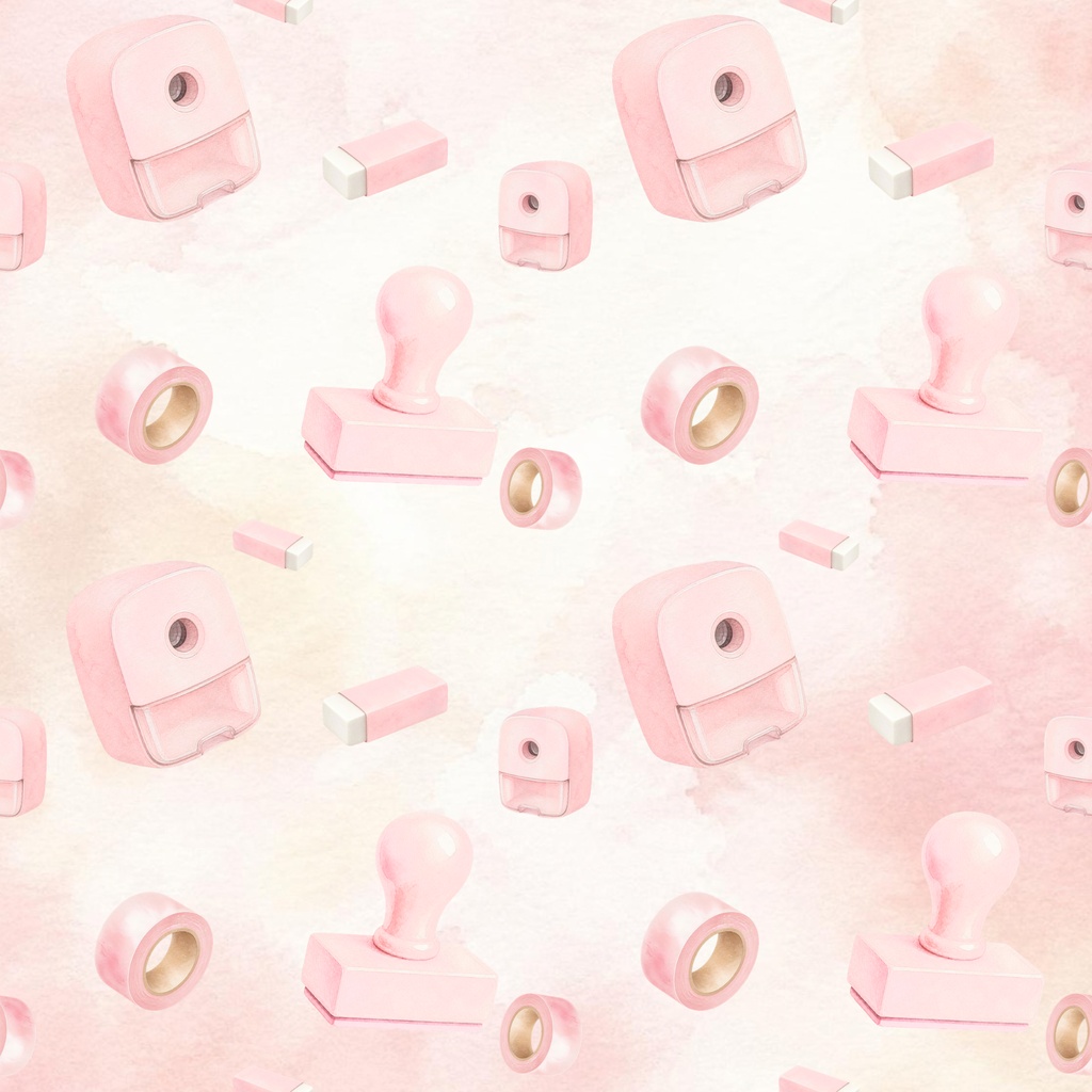 Soft Pink Stationery|やさしいピンクの文房具デジタルペーパー 4枚セット