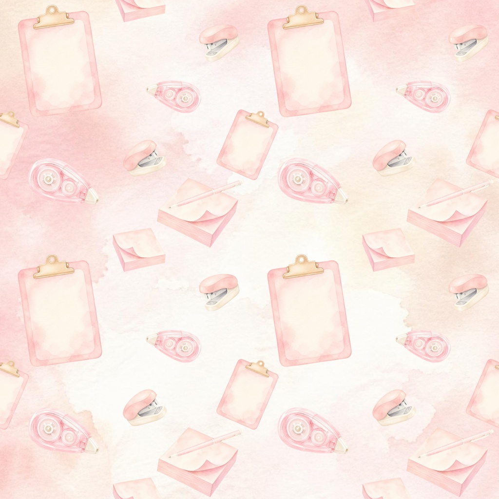 Soft Pink Stationery|やさしいピンクの文房具デジタルペーパー 4枚セット