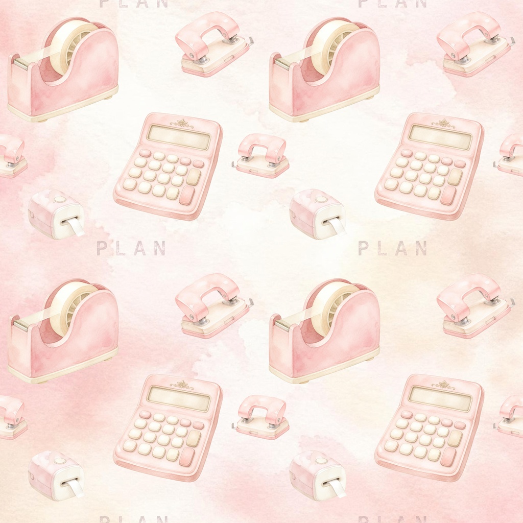 Soft Pink Stationery|やさしいピンクの文房具デジタルペーパー 4枚セット