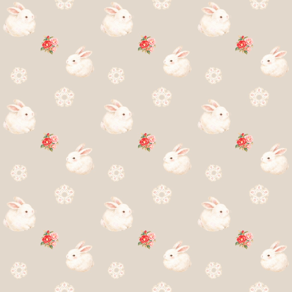 雪うさぎと椿|和風デジタルペーパー 3色セット